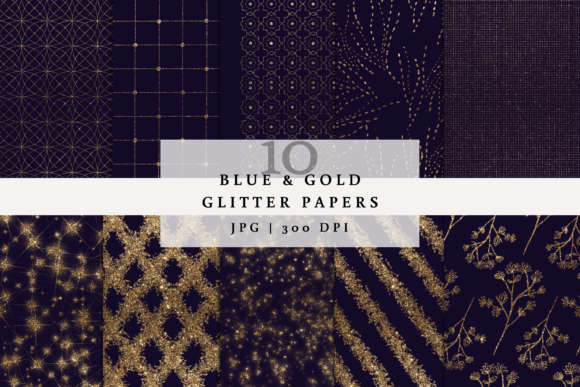 Blue and Gold Patterns Background for Creative Projects