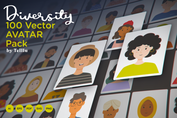 Diversity 100 Vector Avatar Pack: Express Your Identity with Style
