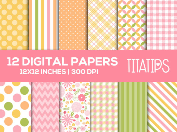 Floral Digital Paper Set, Pastel Colors