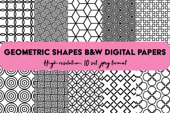 Geometric Digital Papers Set Pattern B W: A Versatile Design Resource