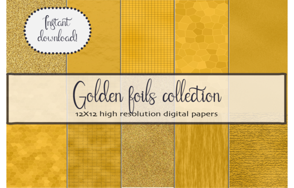 Gold Foils Set Digital Paper Textures