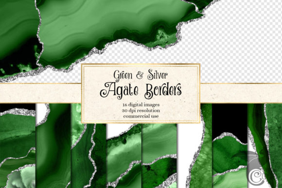 Green and Silver Agate Borders: A Versatile Digital Asset for Creative Projects