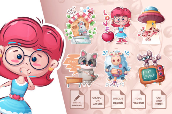 Set Cute Stickers: Adorable Design for Every Need