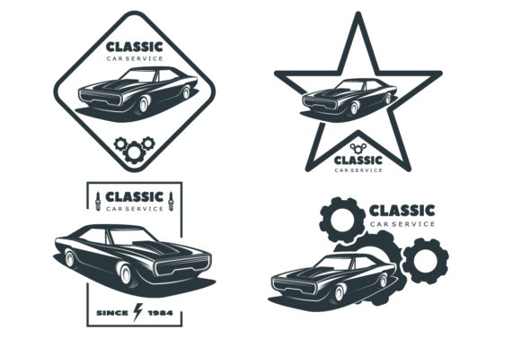 Set of Classic Muscle Car Emblems: A Strategic Branding Tool for Modern Businesses