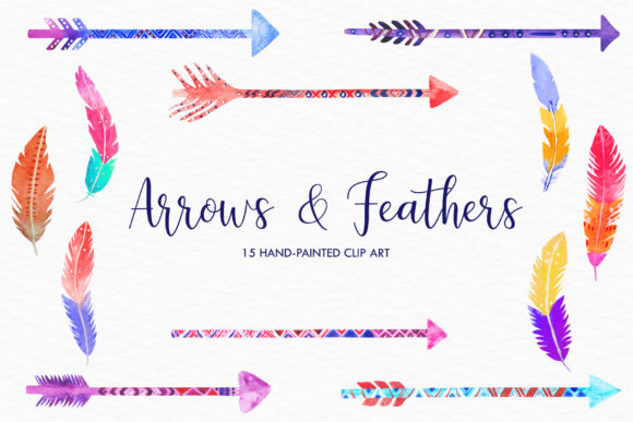 Watercolor Arrows, Feathers Clipart: A Versatile Artistic Resource