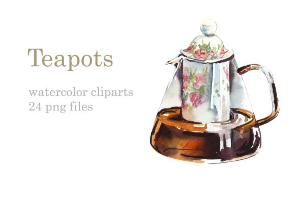 Watercolor Vintage Teapots: A Creative Resource for Designers and Artists