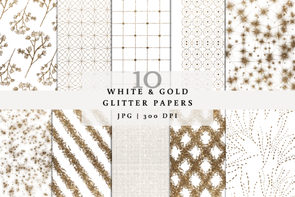 White and Gold Glitter Background